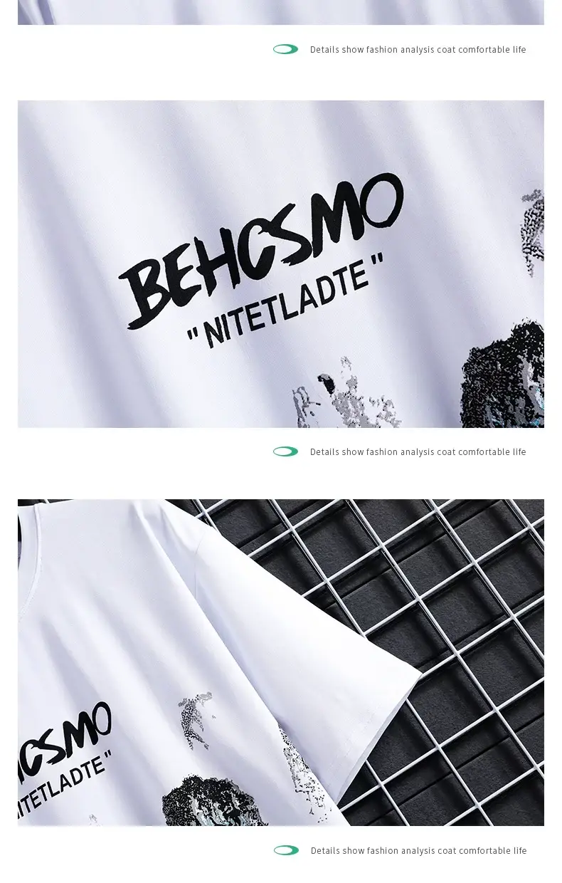 Men Tie-Dye Graphic Shirt Short Sleeve White Black — feature 13