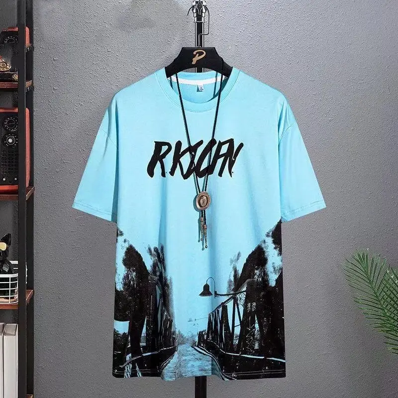 Men Tie-Dye Graphic Shirt Short Sleeve White Black - Image 16