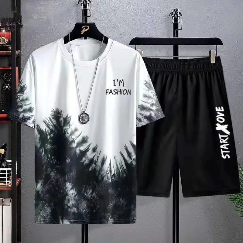 Korean Style Black Graphic Shirt & Shorts Set Plus Size - Image 10