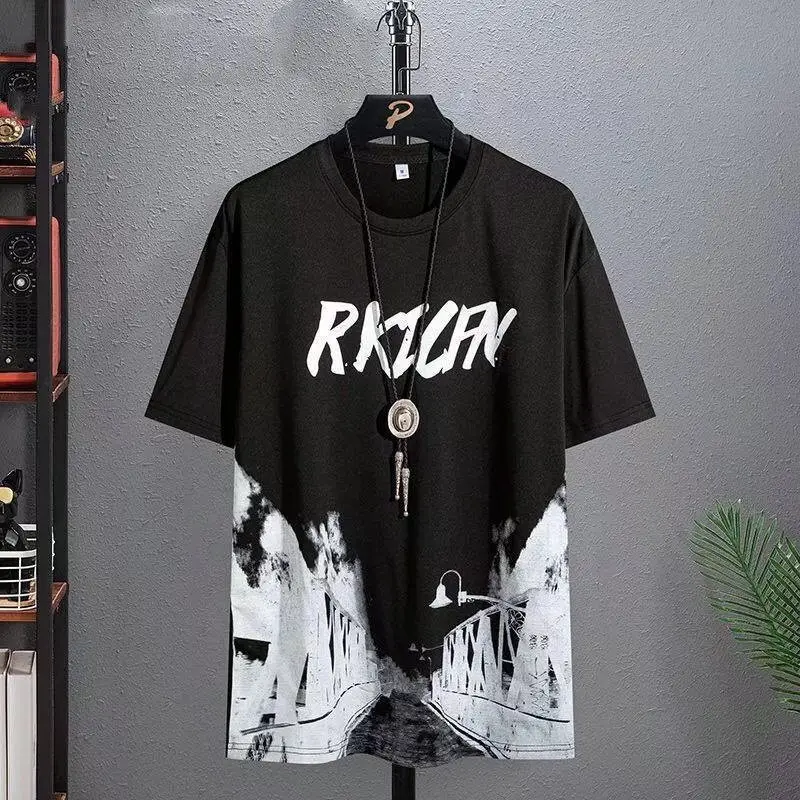 Korean Style Black Graphic Shirt & Shorts Set Plus Size - Image 11