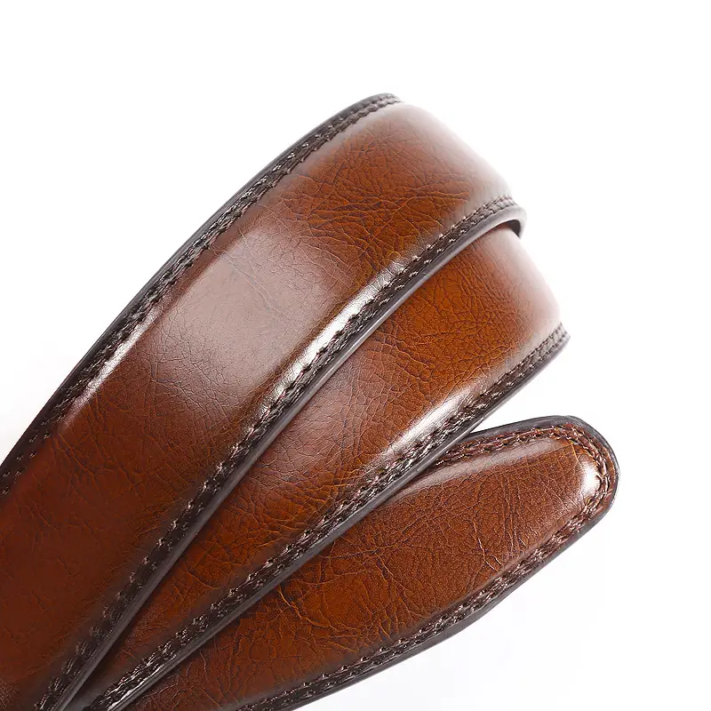Men's Leather Belt with Double Buckle & Red Strap - Image 6