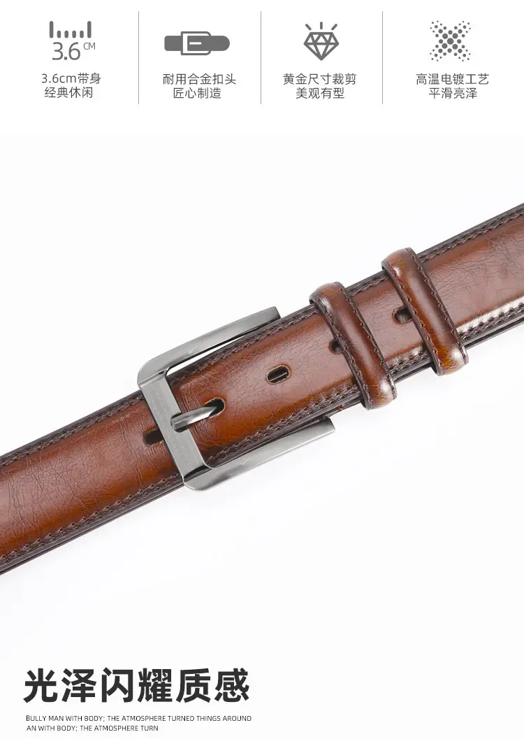 Men's Leather Belt with Double Buckle & Red Strap β feature 2