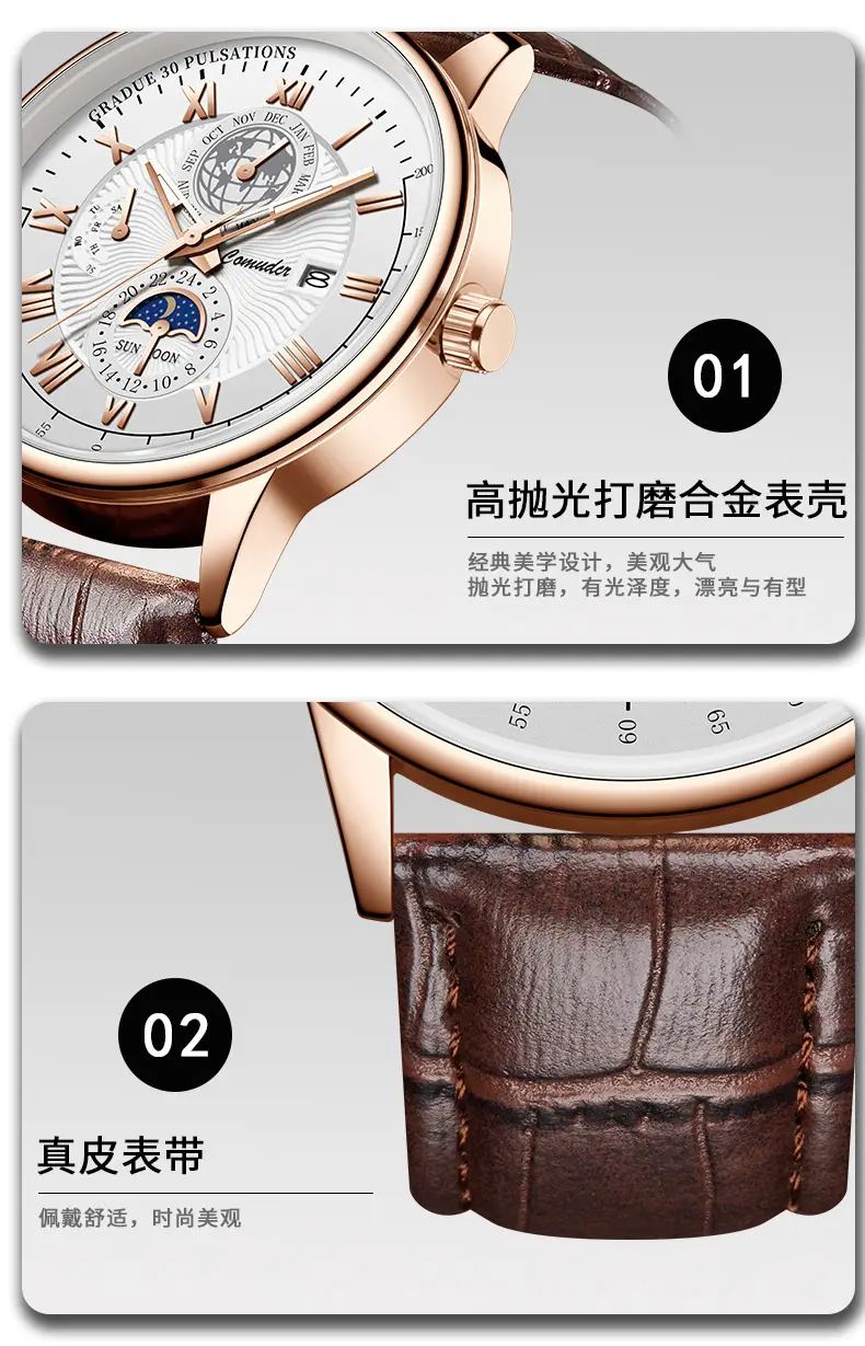 Men's Swiss Quartz Watch with Suncap Design — feature 11