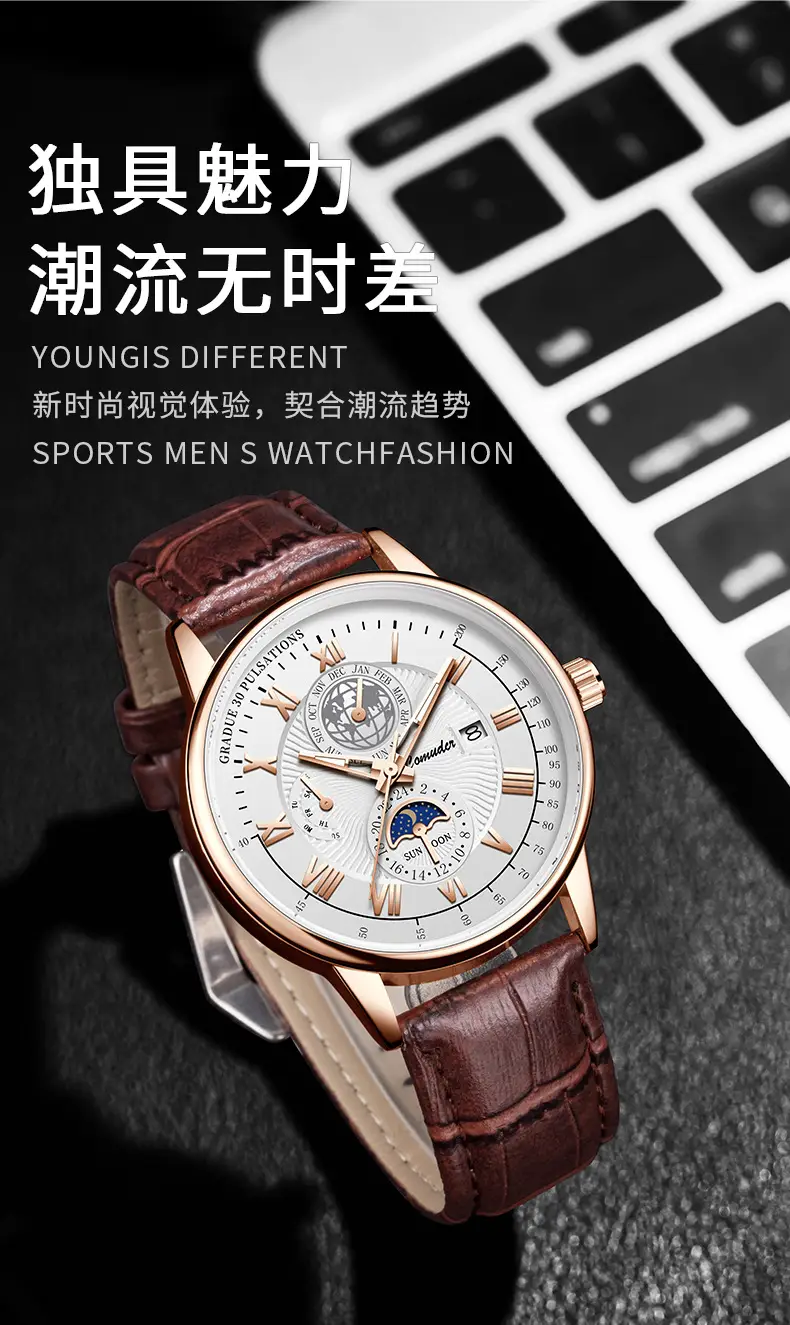Men's Swiss Quartz Watch with Suncap Design — feature 5