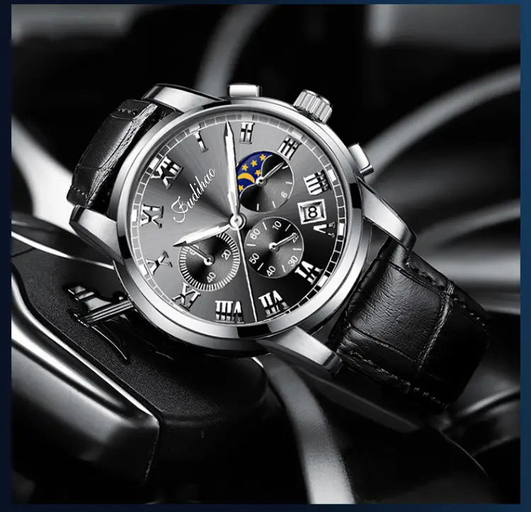 Elite Men's Multifunctional Waterproof Quartz Watch with Sun Moon Star Dial — feature 13