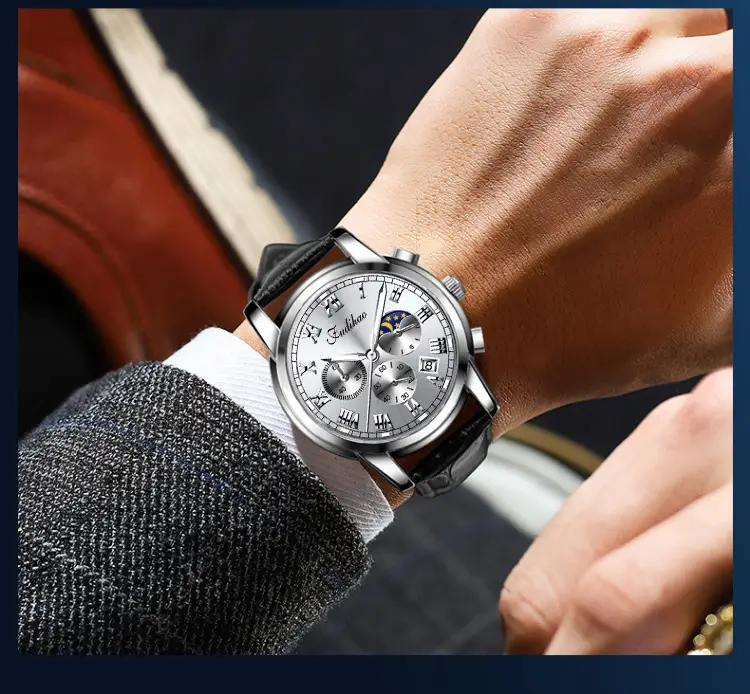 Elite Men's Multifunctional Waterproof Quartz Watch with Sun Moon Star Dial — feature 16
