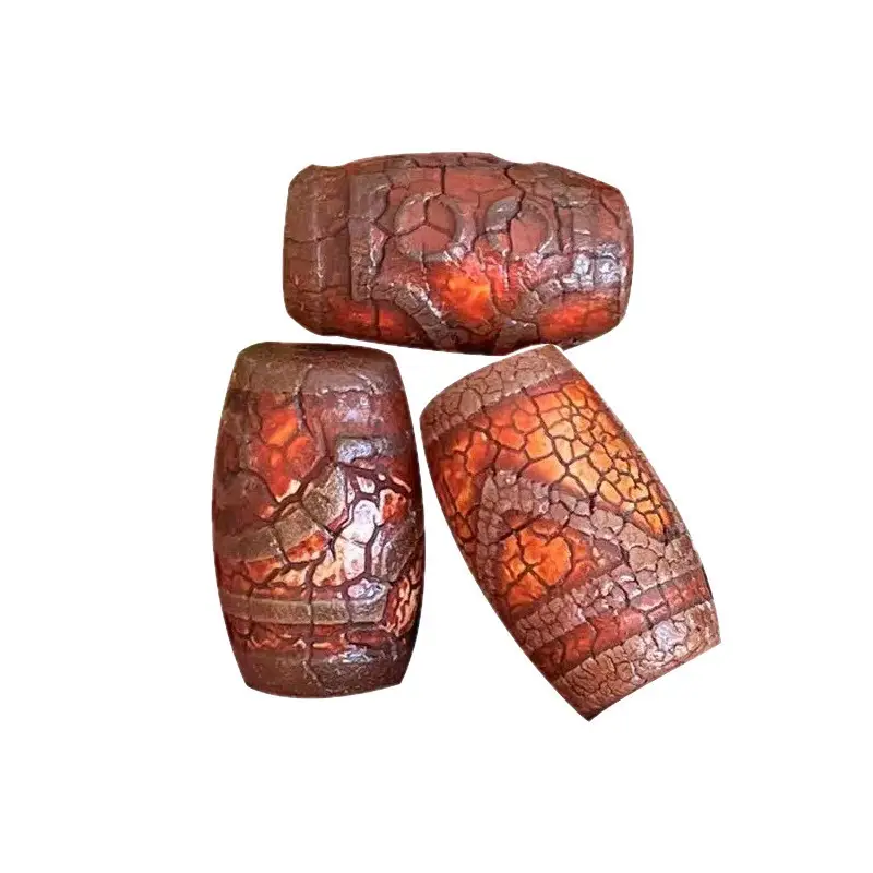 Xizang Natural Agate 15x22mm Red Snow Melting Dzi Beads - Image 5