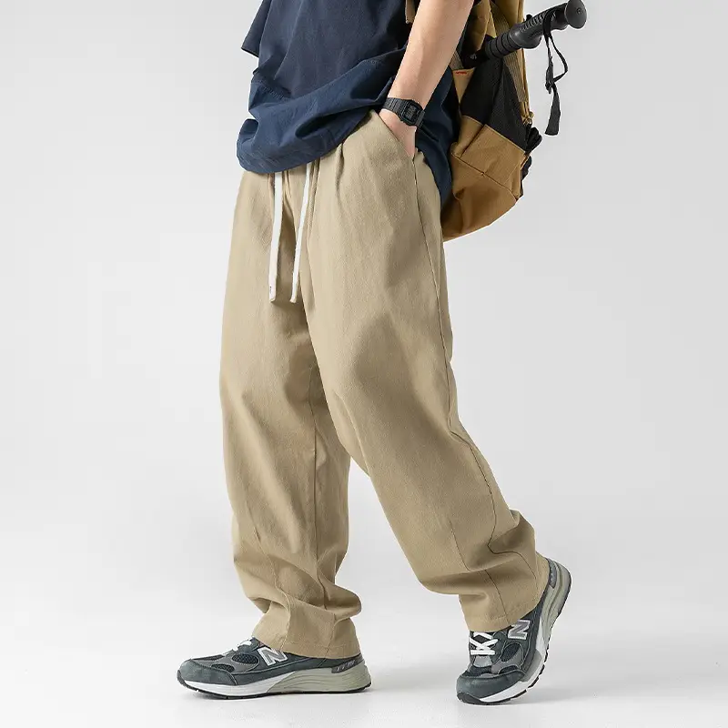 Men Fleece Lined Drapey Brown Pants 2025 - Image 10