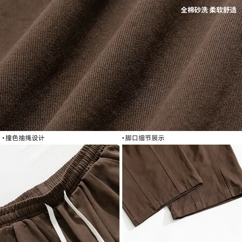 Men Fleece Lined Drapey Brown Pants 2025 - Image 12