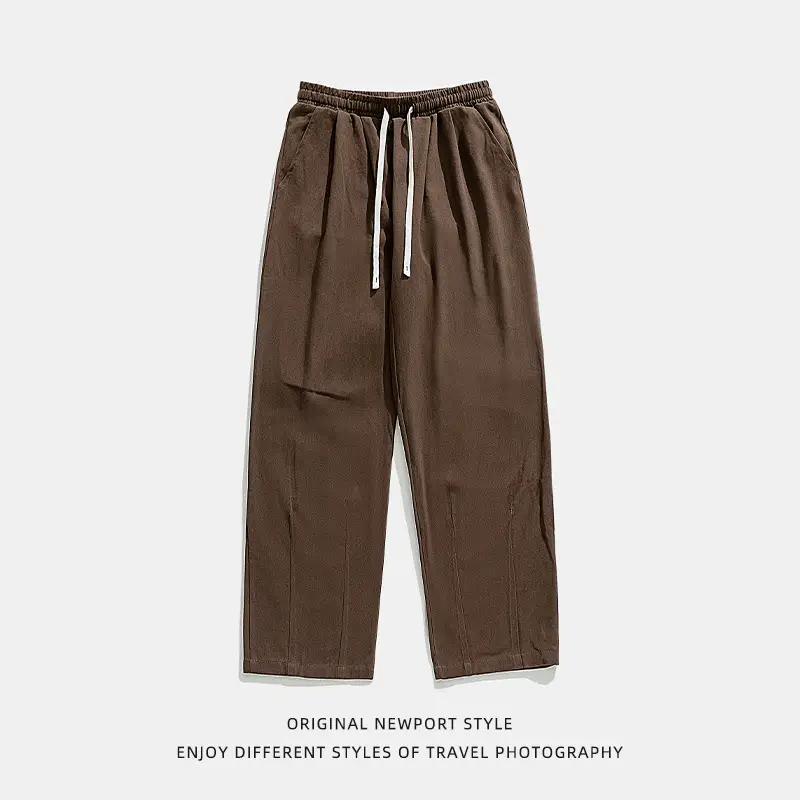 Men Fleece Lined Drapey Brown Pants 2025 - Image 13