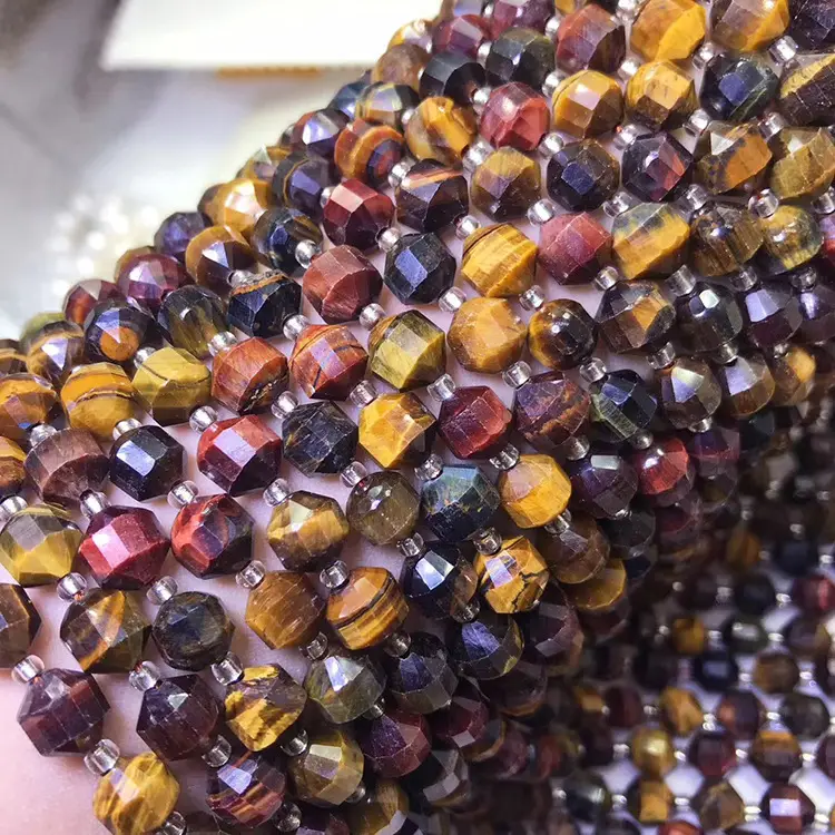 Natural Yellow Tiger Eye Cut Loose Beads for DIY Jewelry