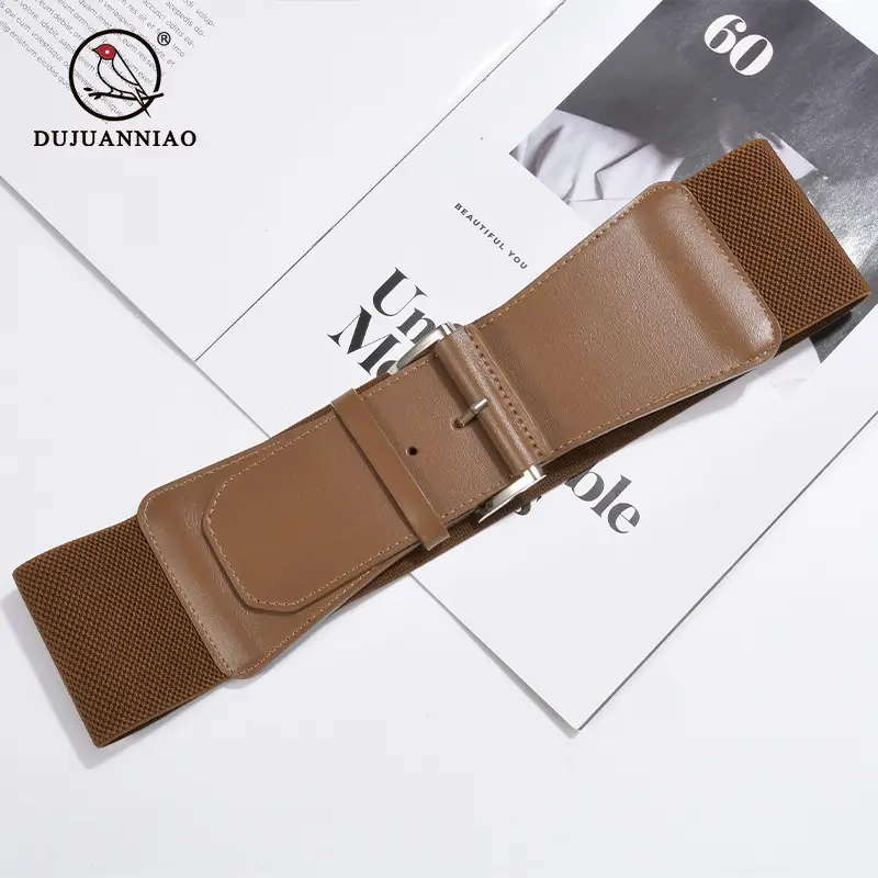 Women's Brown Leather Belt with Buckle - Image 11