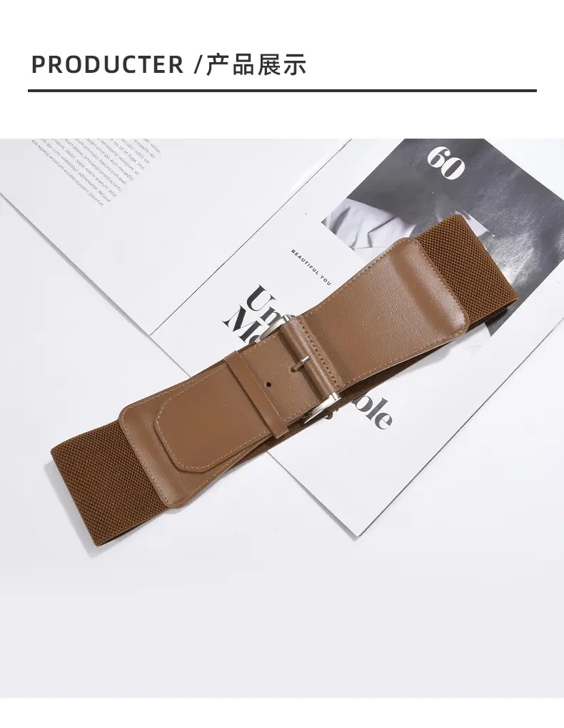 Women's Brown Leather Belt with Buckle β feature 20