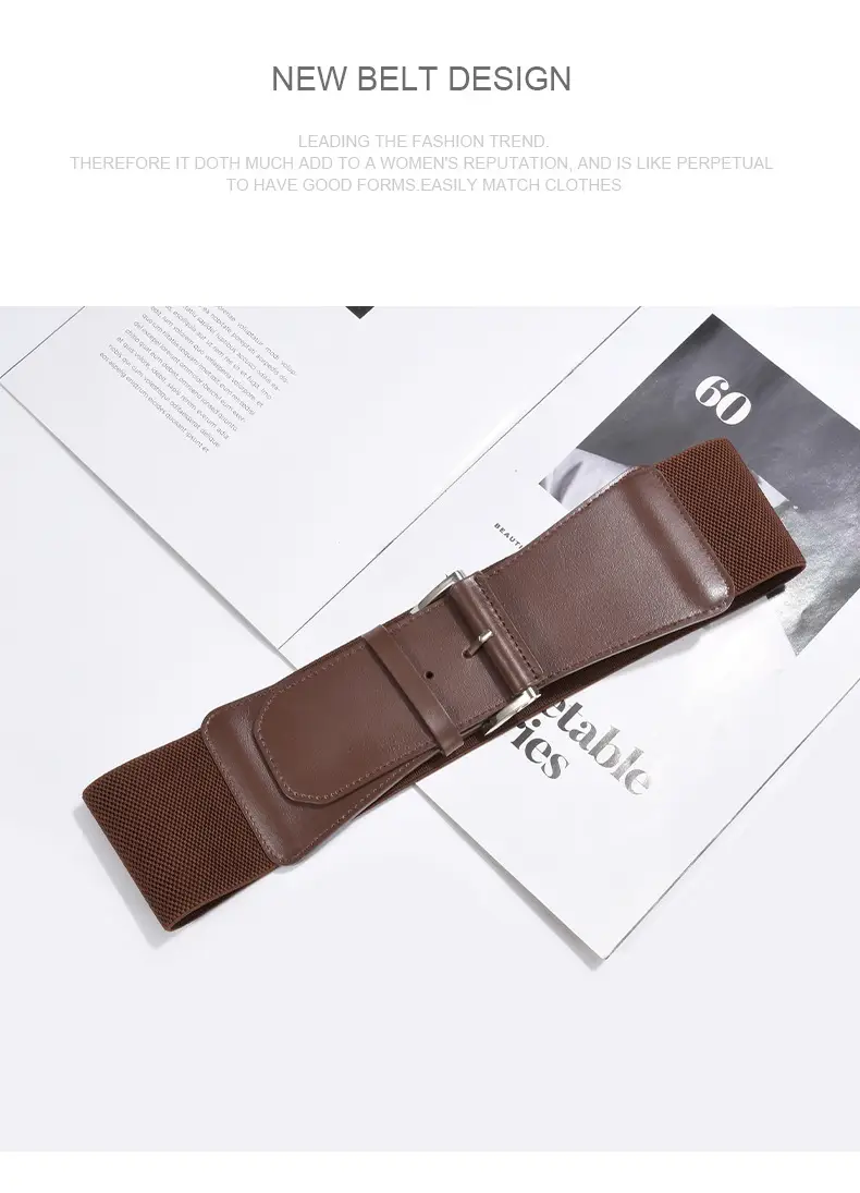 Women's Brown Leather Belt with Buckle β feature 22