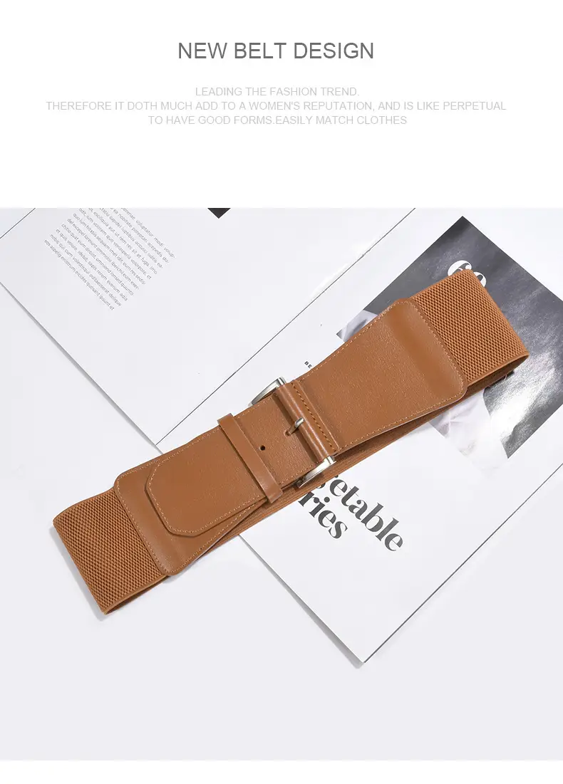 Women's Brown Leather Belt with Buckle β feature 23