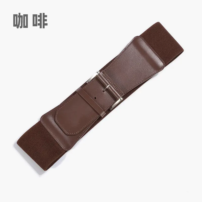 Women's Brown Leather Belt with Buckle - Image 5