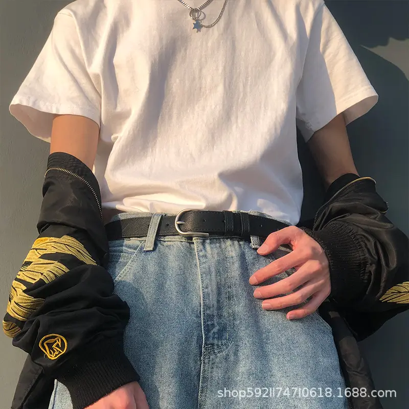 Men's Korean Style Belt with Gold Embroidery - Image 4