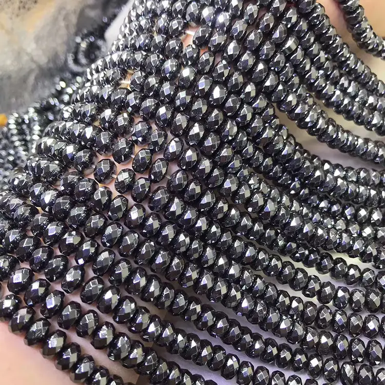 Natural Black Gallstone Cut Angle Abacus Beads - Image 2