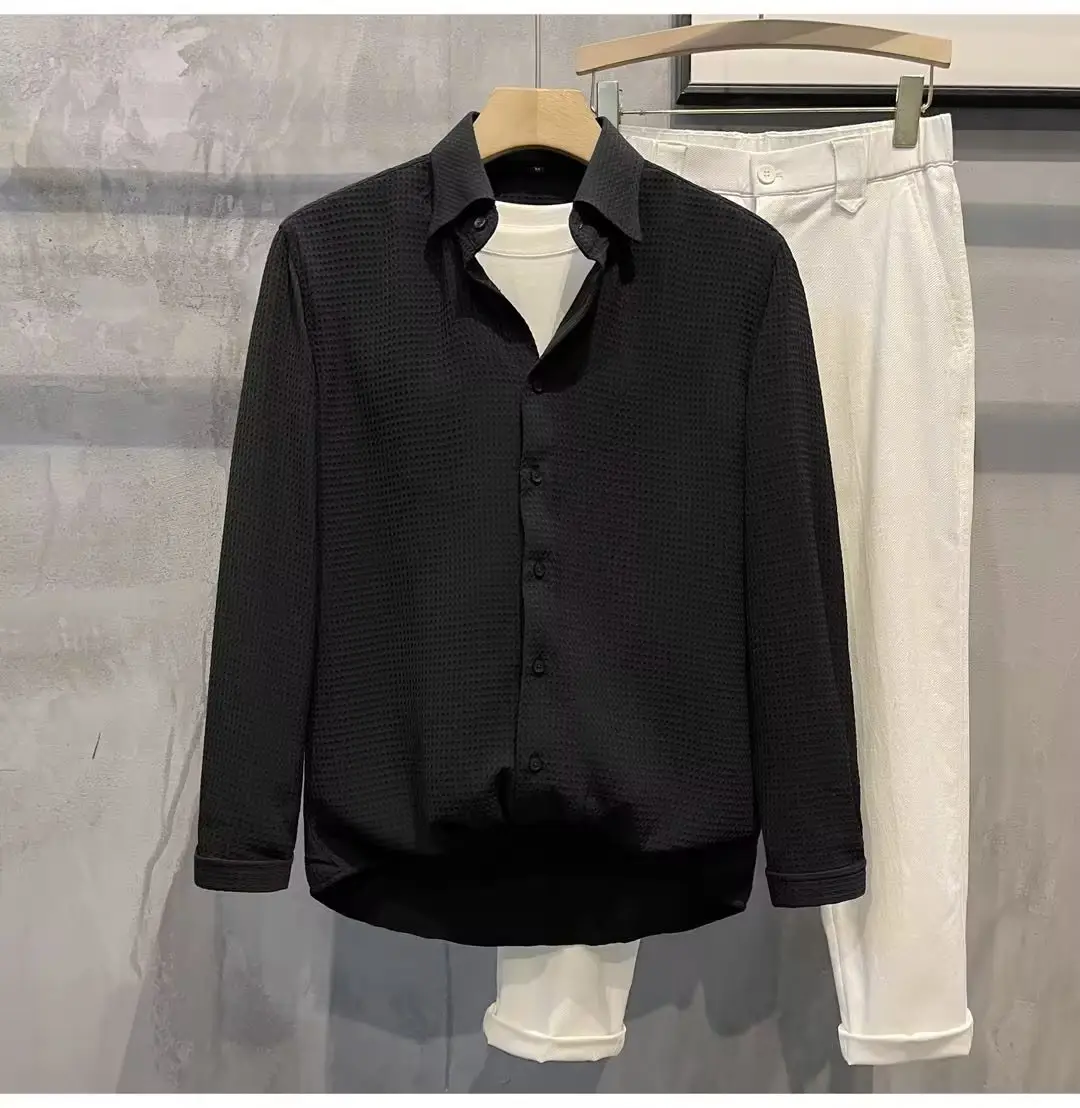Men's Green Waffle Long Sleeve Shirt 2023 — feature 12