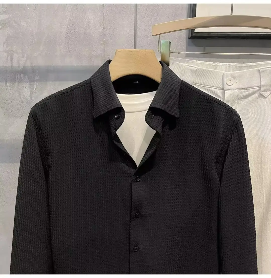 Men's Green Waffle Long Sleeve Shirt 2023 — feature 13
