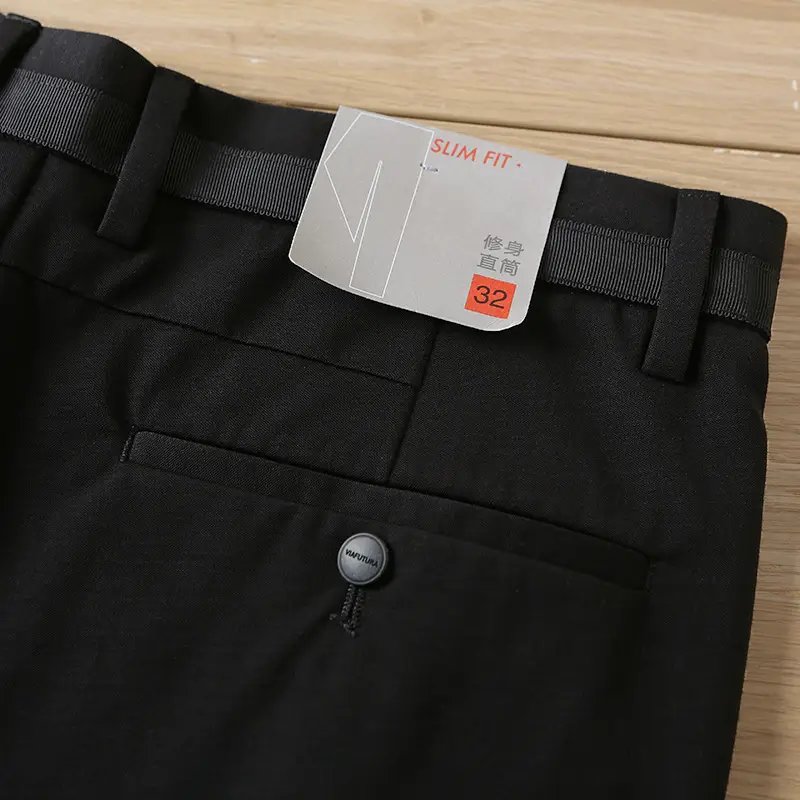 Men's Black Tencel Pants Thin Fit 1R007 - Image 2