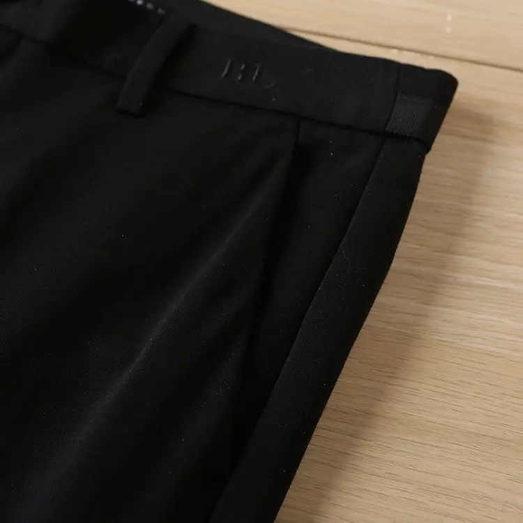 Men's Black Tencel Pants Thin Fit 1R007 — feature 10