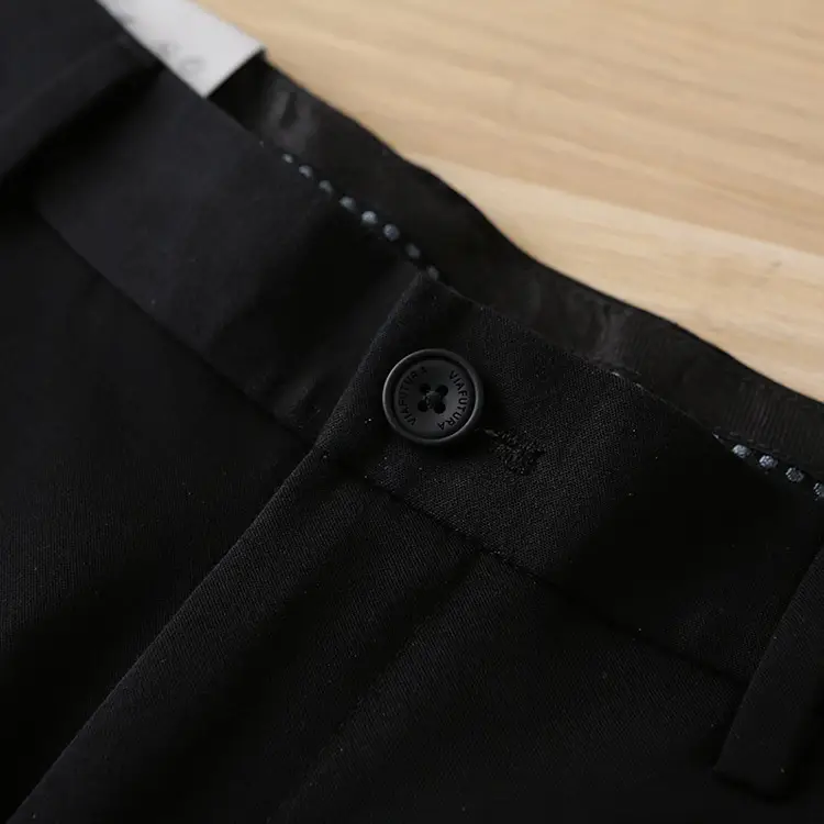 Men's Black Tencel Pants Thin Fit 1R007 — feature 12