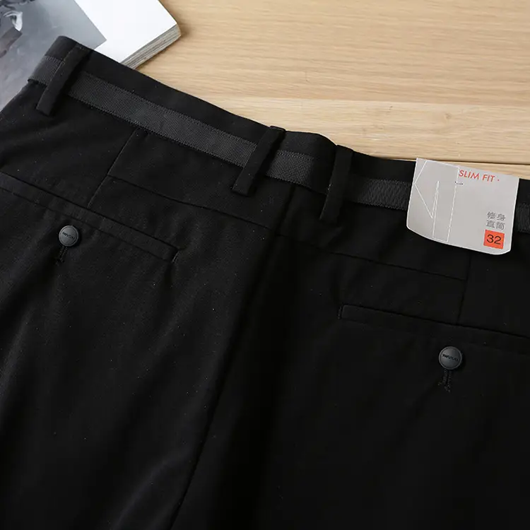 Men's Black Tencel Pants Thin Fit 1R007 — feature 16