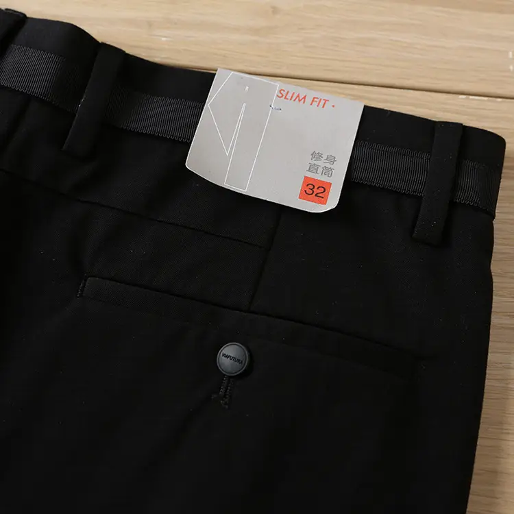 Men's Black Tencel Pants Thin Fit 1R007 — feature 17