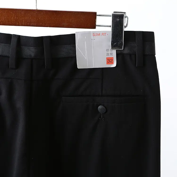 Men's Black Tencel Pants Thin Fit 1R007 — feature 8