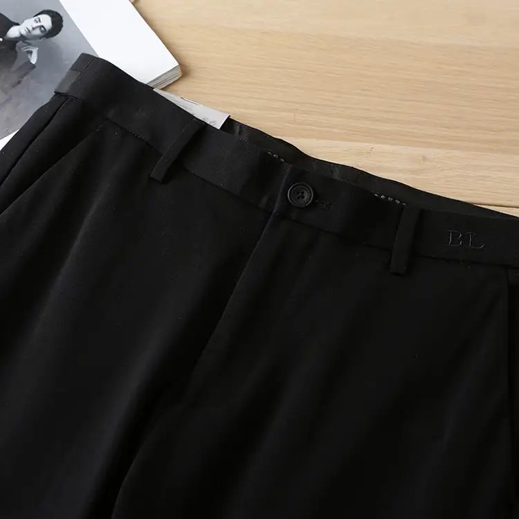 Men's Black Tencel Pants Thin Fit 1R007 — feature 9