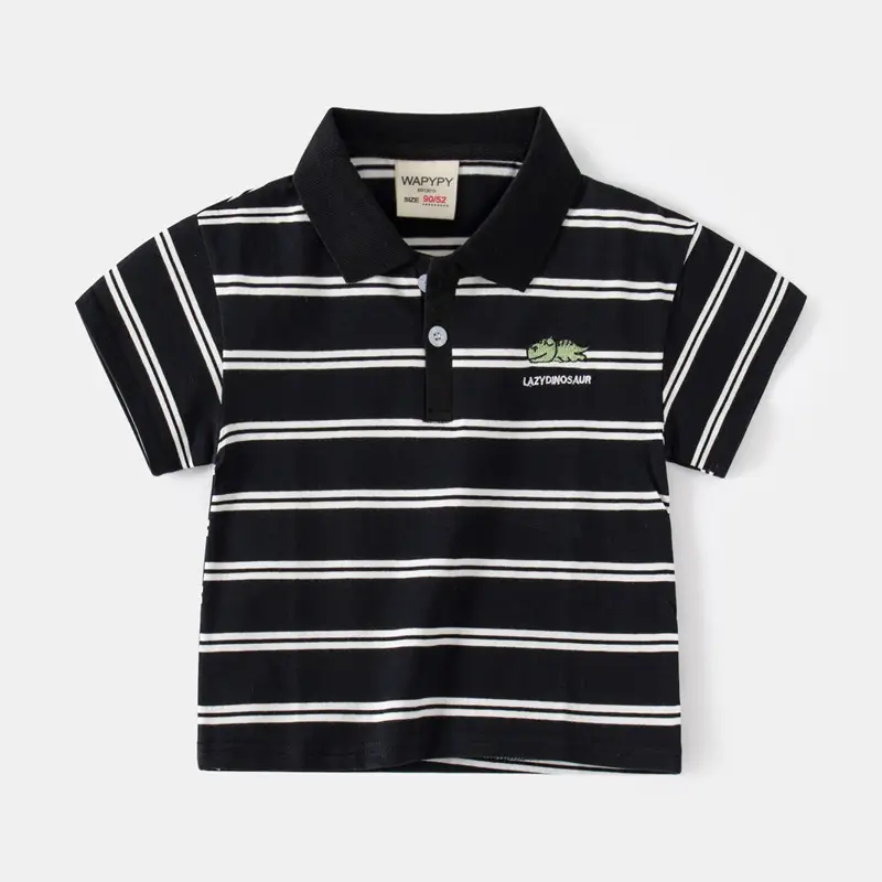 Boys Striped Short Sleeve Polo T-Shirt 2026 - Image 2