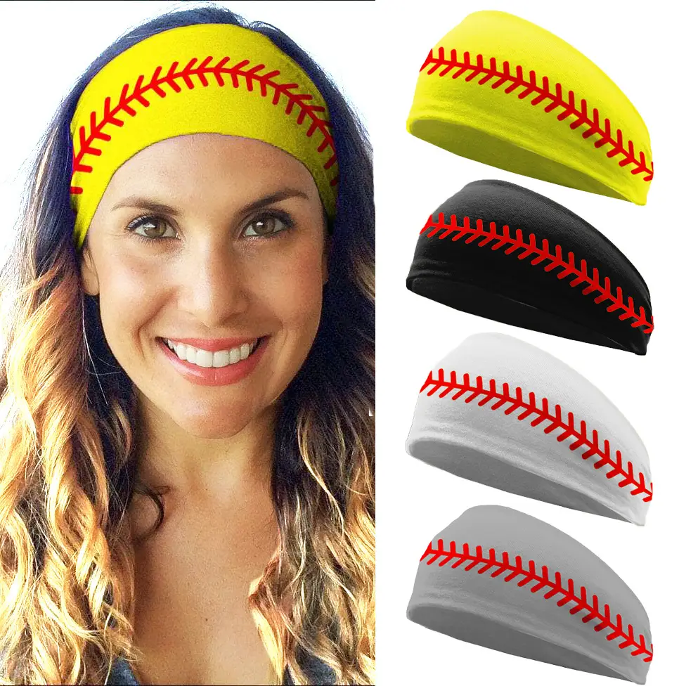 Sports Baseball Headband Yellow Red Stitched Men Women Running Fitness - Image 58