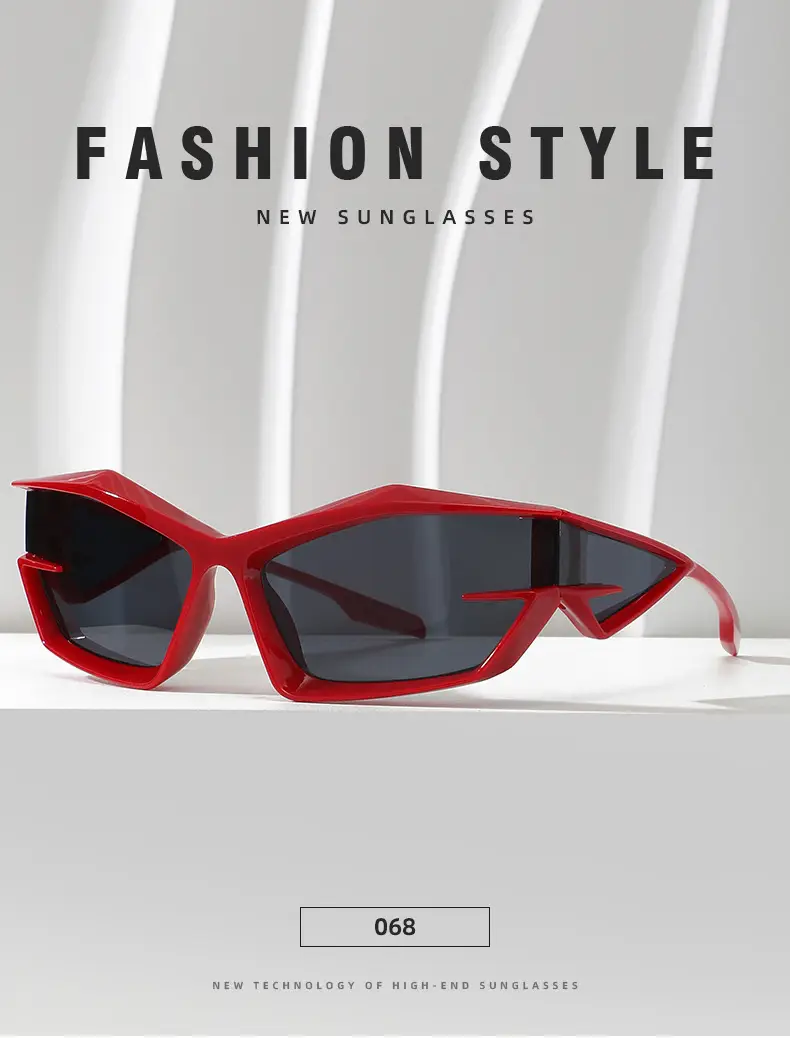 Red Black Futuristic Sunglasses Y2K Cross-Border Unisex — feature 11