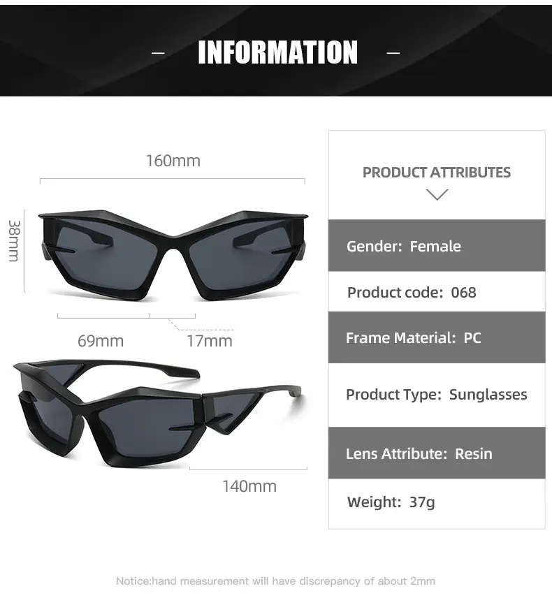 Red Black Futuristic Sunglasses Y2K Cross-Border Unisex — feature 12
