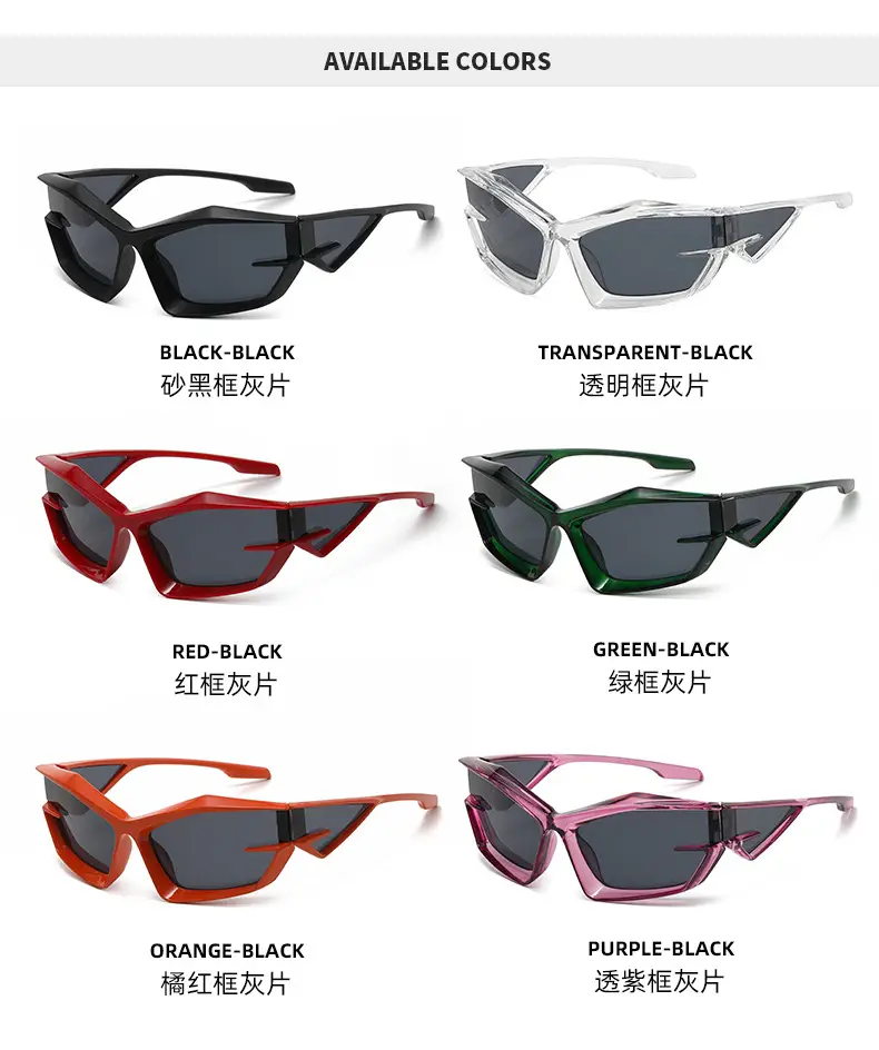 Red Black Futuristic Sunglasses Y2K Cross-Border Unisex — feature 13