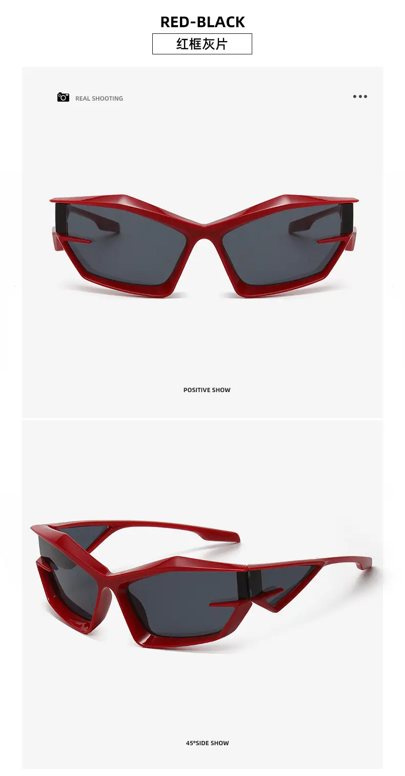 Red Black Futuristic Sunglasses Y2K Cross-Border Unisex — feature 16