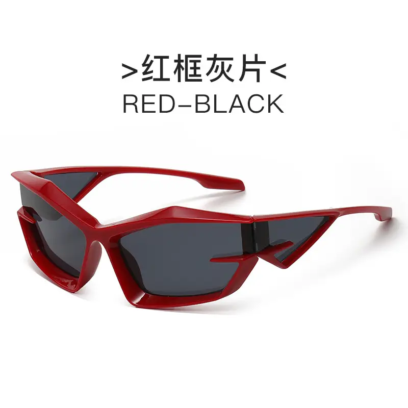 Red Black Futuristic Sunglasses Y2K Cross-Border Unisex - Image 3