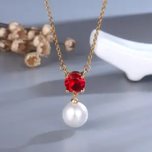 V-Shape Pearl Necklace for Women with Zircon — feature 13