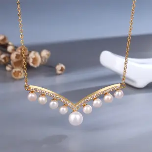 V-Shape Pearl Necklace for Women with Zircon — feature 29