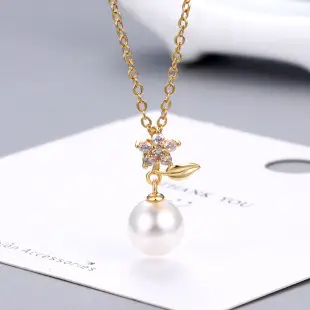 V-Shape Pearl Necklace for Women with Zircon — feature 31