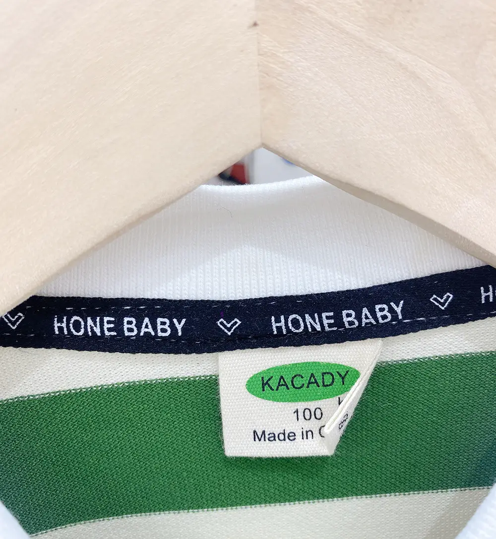 Kids Korean Striped Polo Shirt Brown White — feature 6