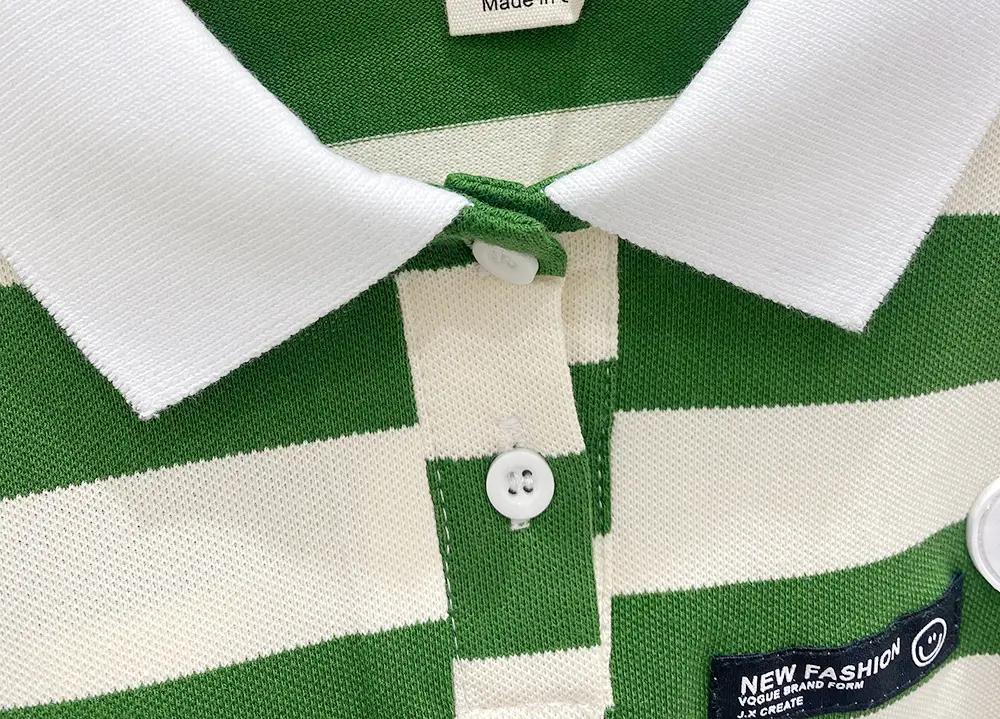 Kids Korean Striped Polo Shirt Brown White — feature 8