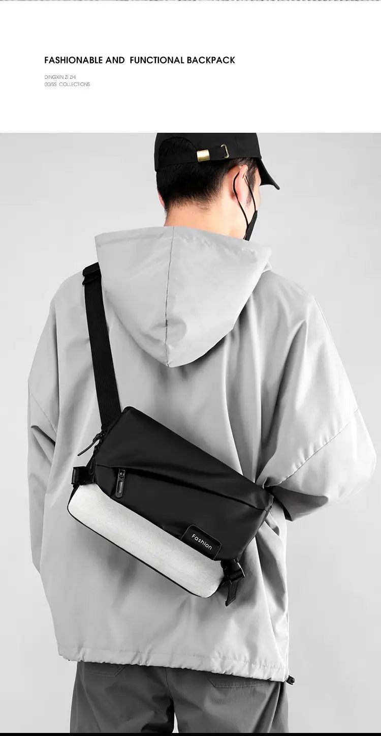 Men's Black Crossbody Bag Large Capacity Messenger Style — feature 11