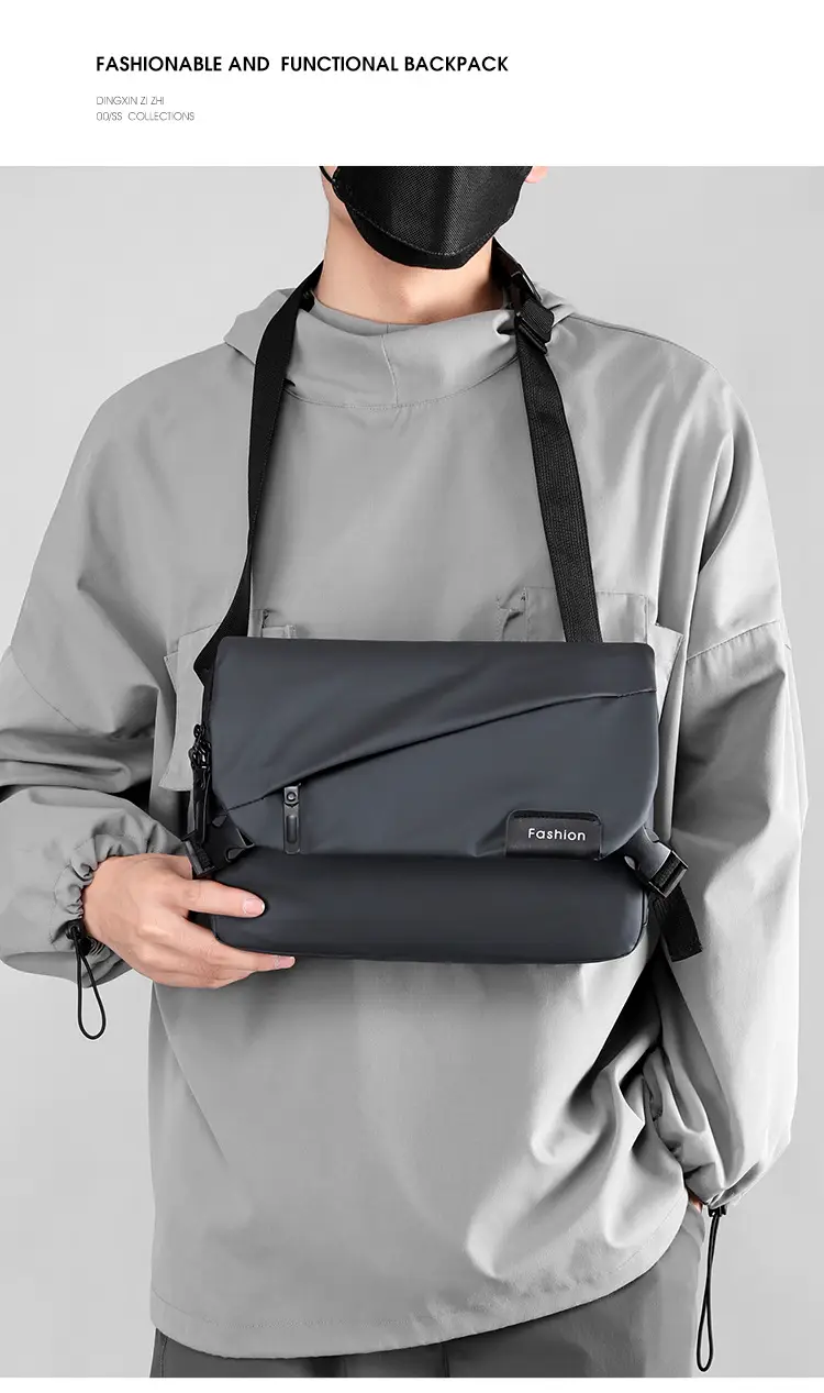Men's Black Crossbody Bag Large Capacity Messenger Style — feature 14