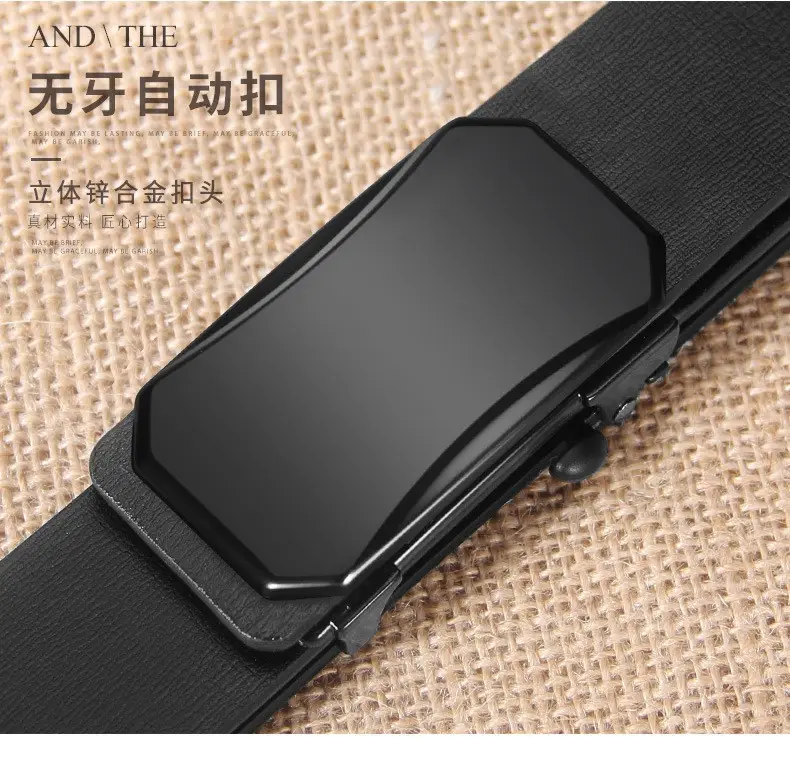 Men's Black Cross-Border Belt Automatic Buckle Business Wear β feature 4