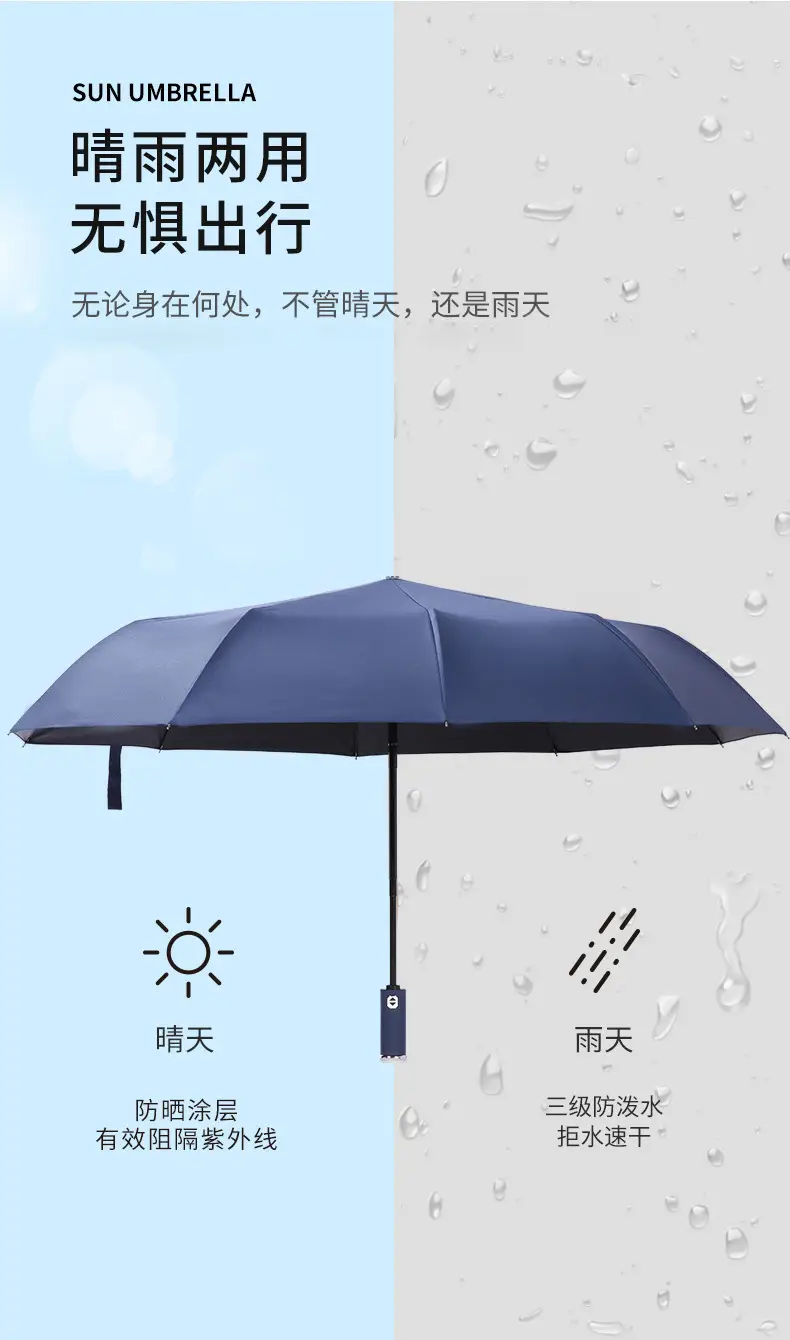 Foldable Rain Umbrella Red 106cm Large — feature 6