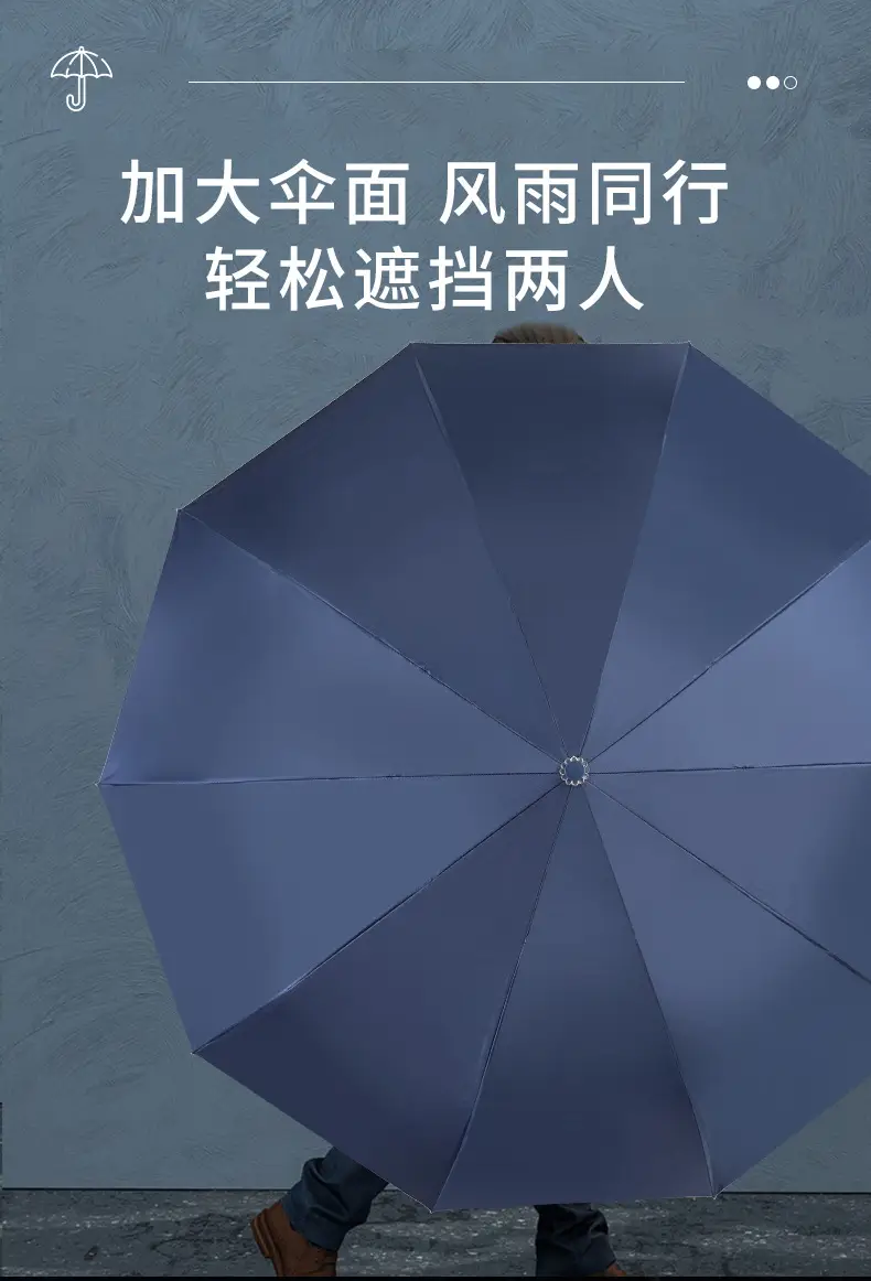 Foldable Rain Umbrella Red 106cm Large — feature 7