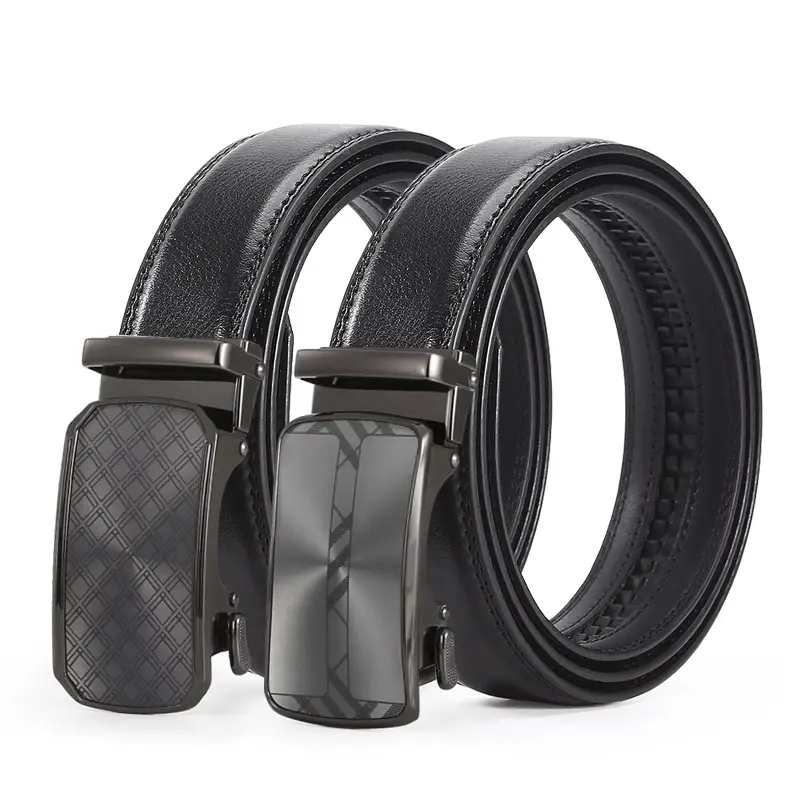 Men's Black Leather Casual Belt with Automatic Buckle - Image 23