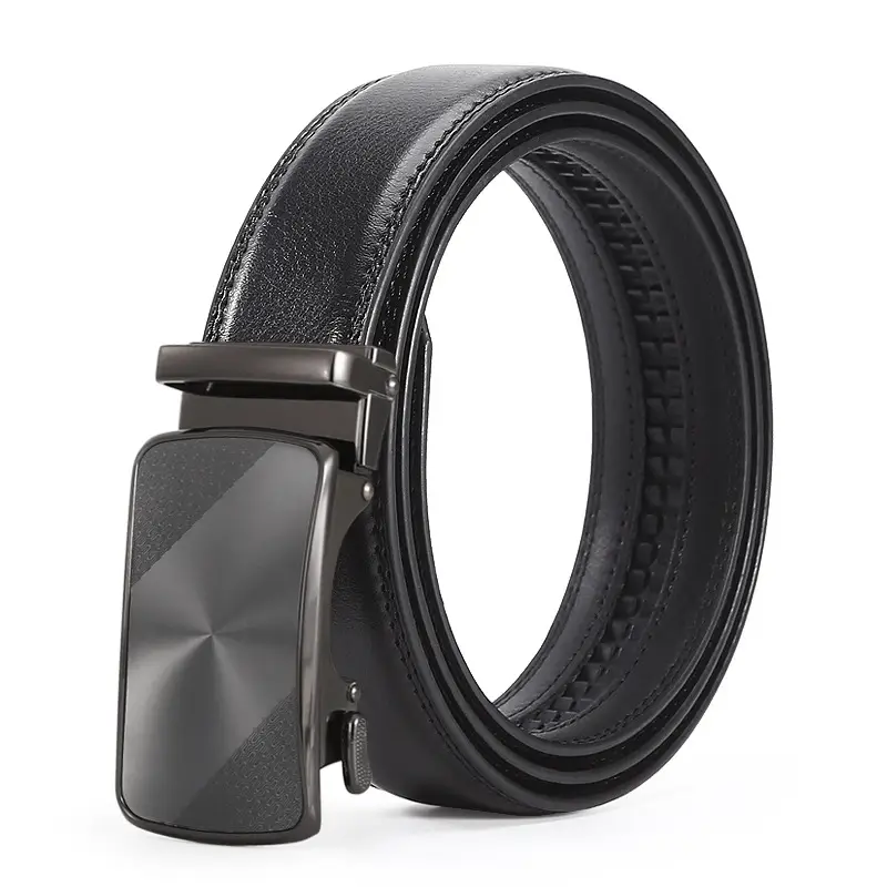 Men's Black Leather Casual Belt with Automatic Buckle - Image 17